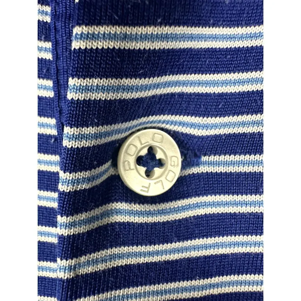 Polo Golf Ralph Lauren Moisture Wicking Polo Shirt Blue White Mens Large Activew